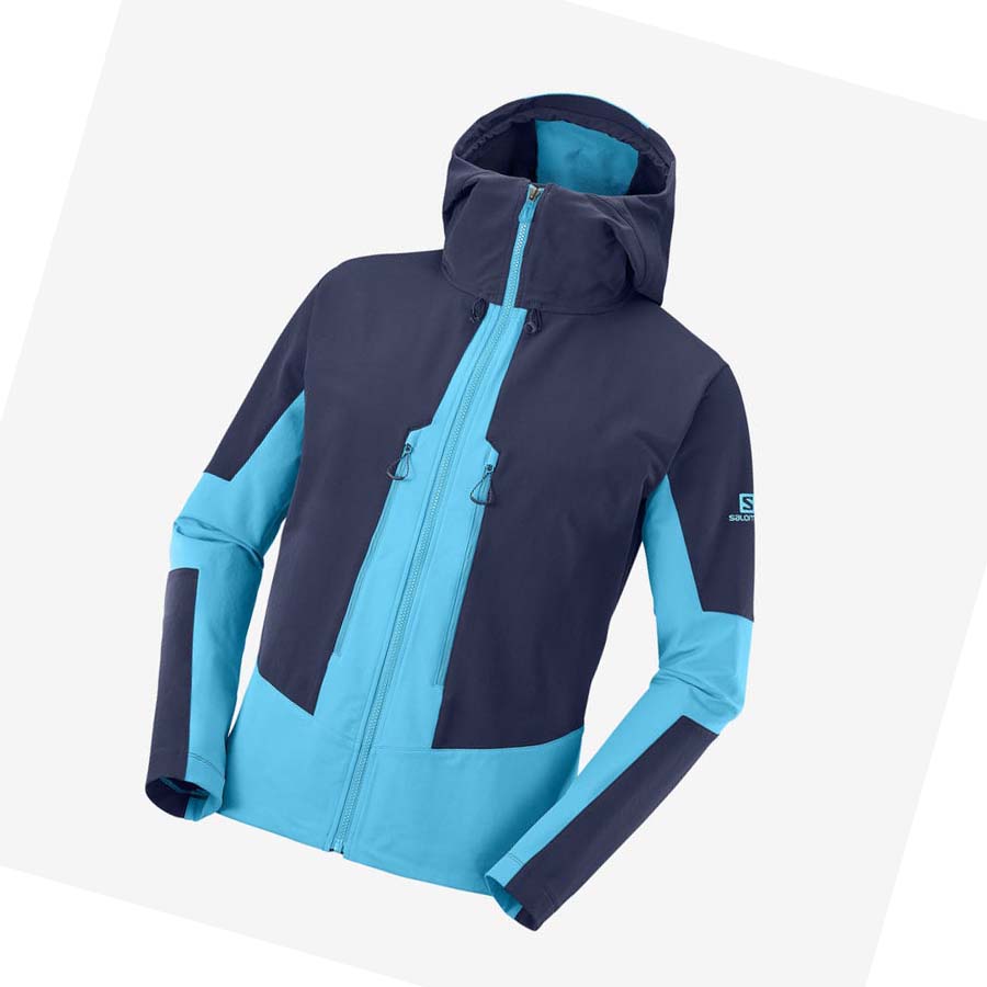 Salomon OUTPEAK SOFTSHELL Kabát Férfi Kék | HU 2368QMA